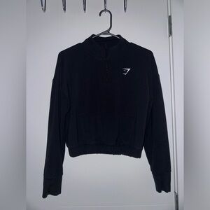Cute gymshark cropped crew neck zip up sleek black!